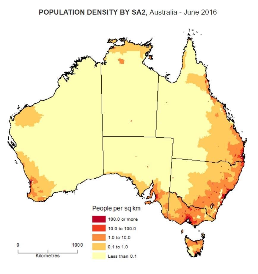 Bevölkerung Karte von Australien