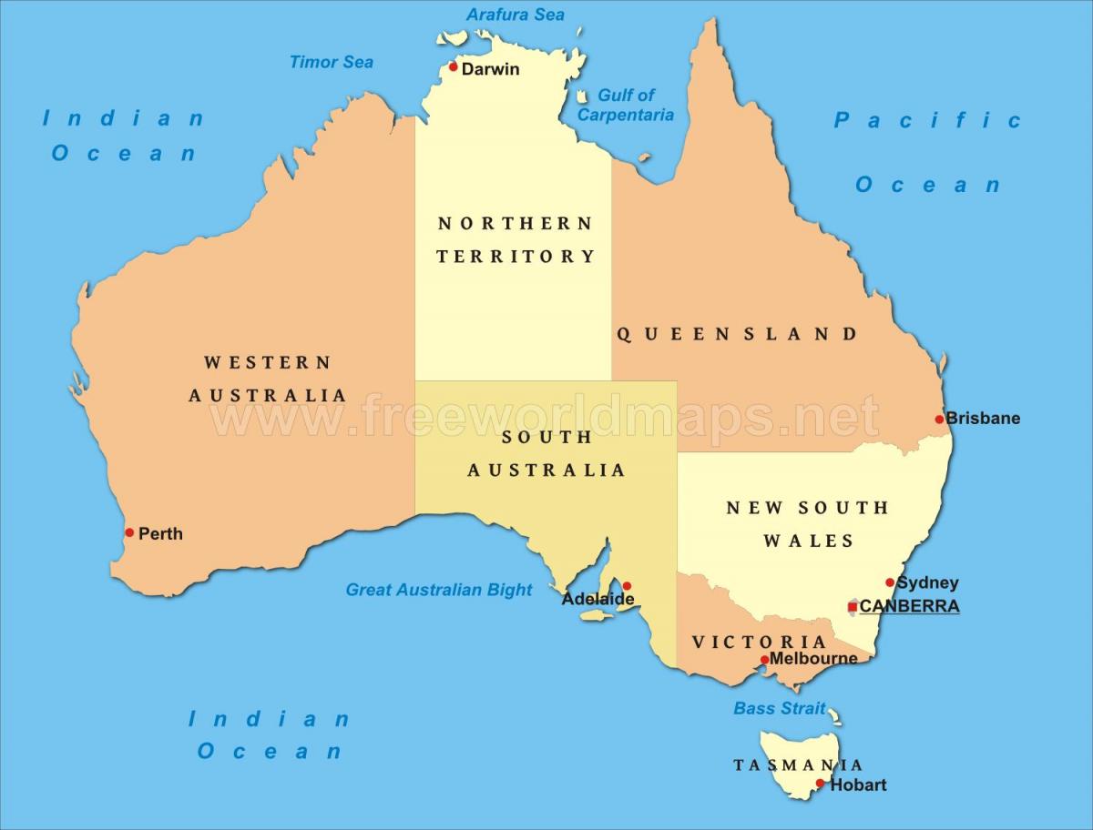 Australien Großstädte map Karte von Australien mit den großen Städten (Australien und Australien Großstädte map Karte von Australien mit den großen Städten (Australien und