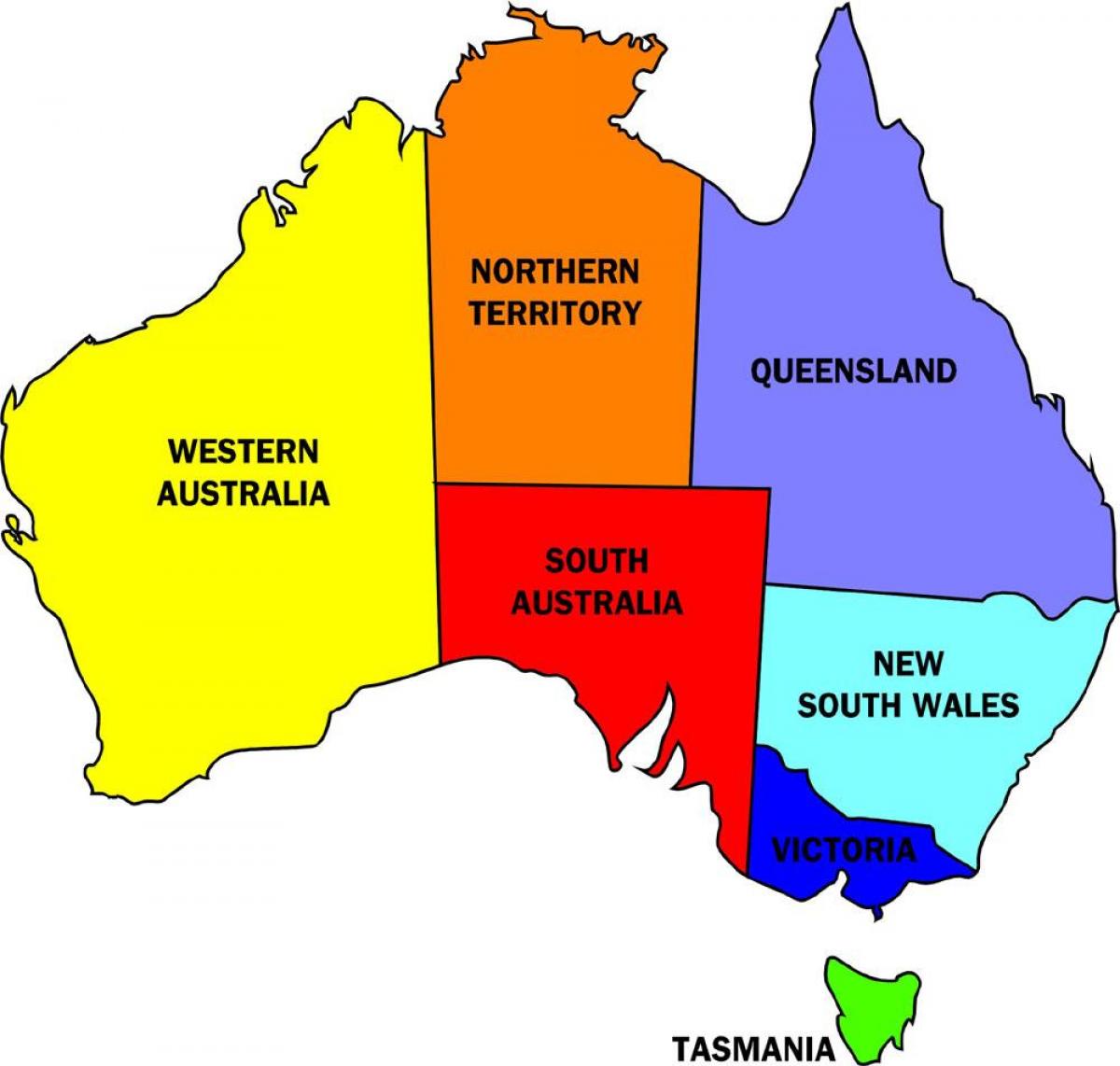 Australien Landkarte Staaten - Staaten der Karte von Australien