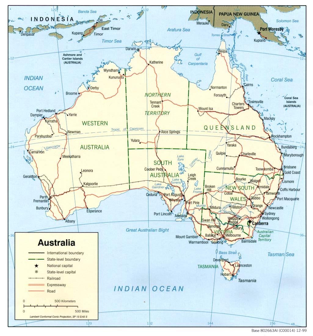 Karte der australischen Ozeane