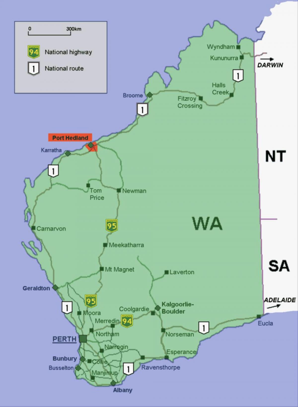 Karte von Australien-Ports