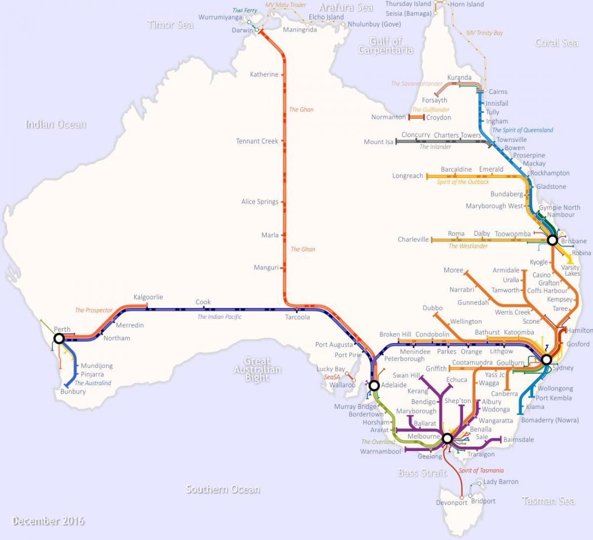 Australien Rail Karte 