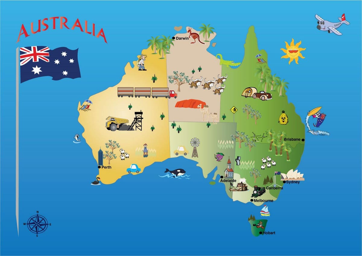 Karte von Australien Sehenswürdigkeiten