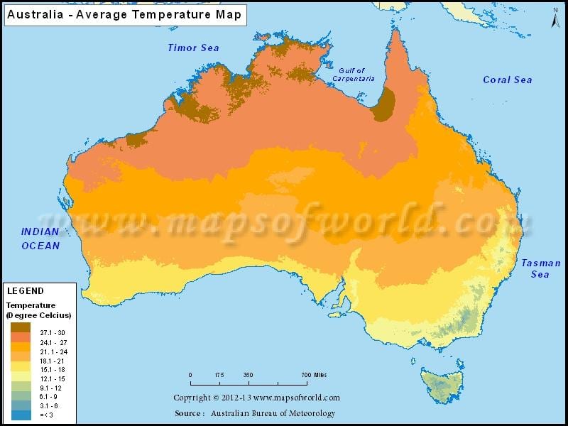 Temperatur-Karte Australien