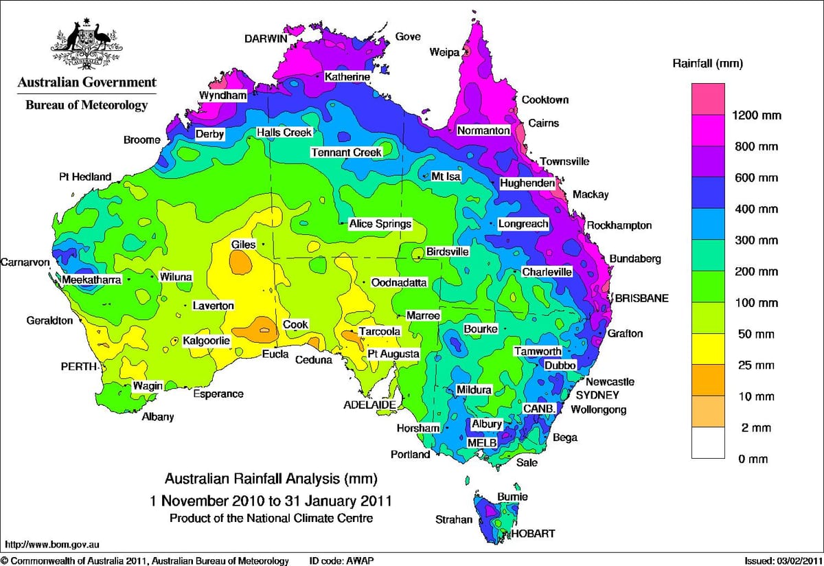 Wetter-Stadtplan von Australien