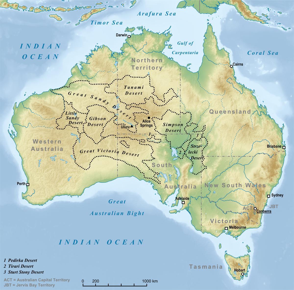 Australische Wüste Karte - Wüste Karte von Australien (Australien und