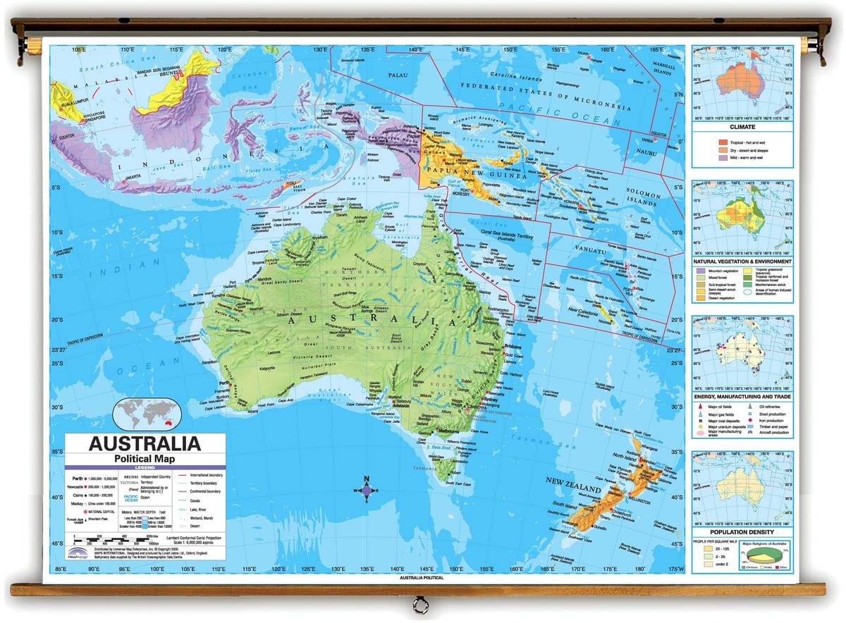 Australien und die umliegenden Länder Karte