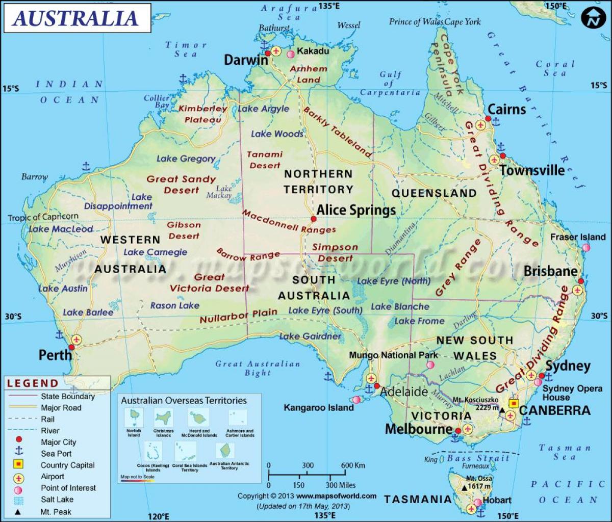 Karte von Australien - Australien auf der Karte ...
