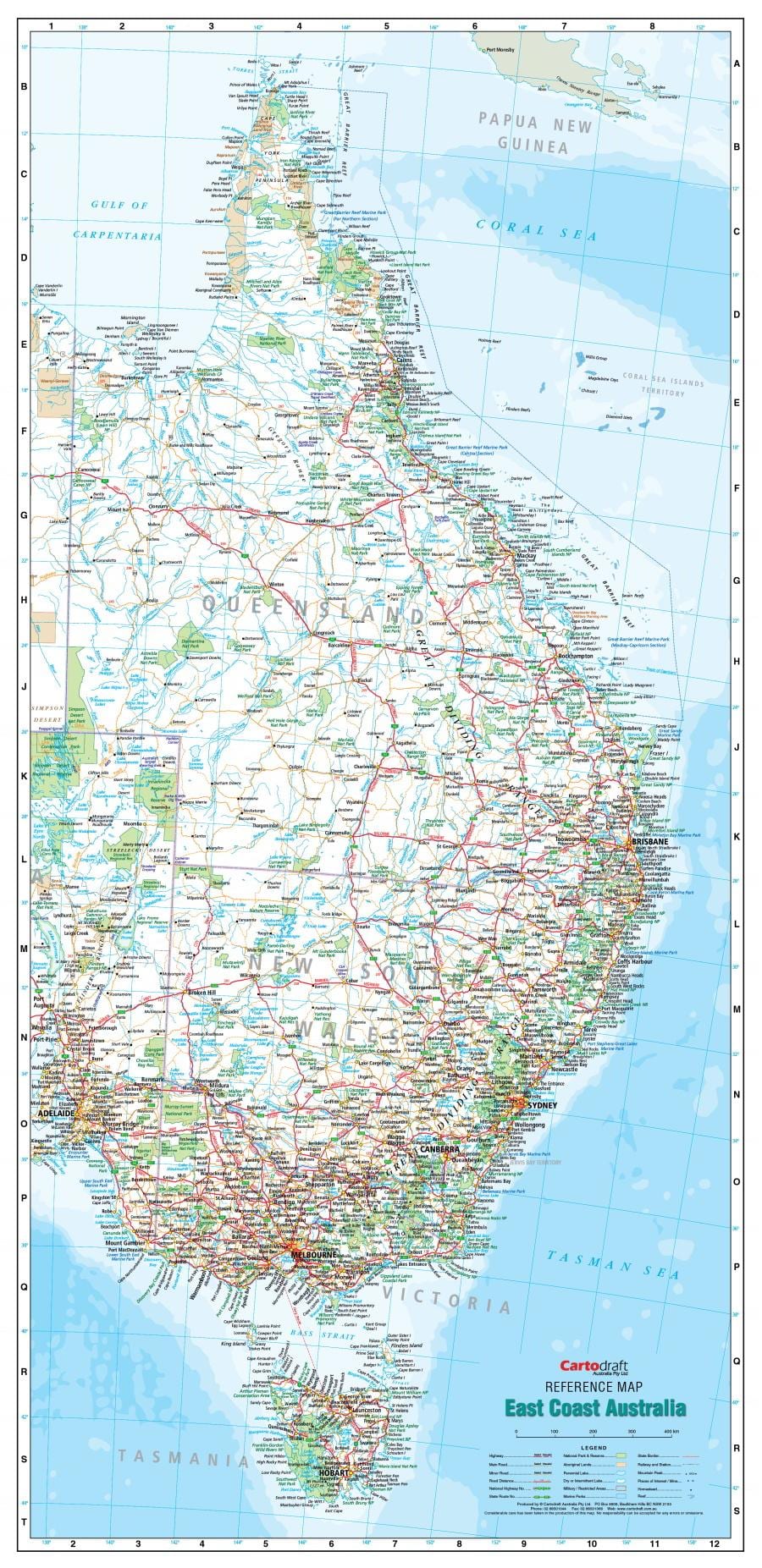Karte von der Ostküste von Australien