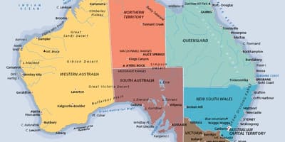 Beschriftete Karte von Australien