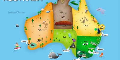 Karte von Australien für Kinder