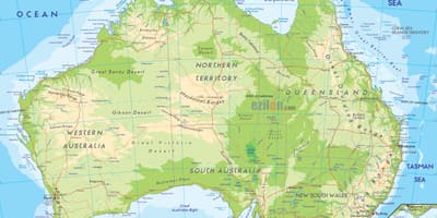 Eine physische Karte von Australien