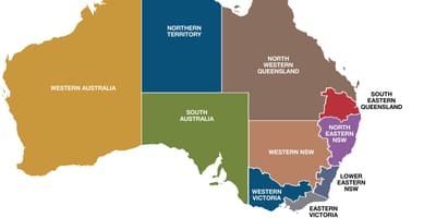Landkarte Australien Regionen
