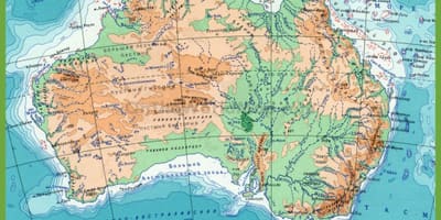Karte von Australien mit Bergen