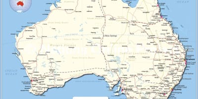 Karte von Australien mit Städten
