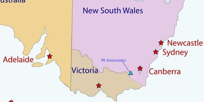 Mount Kosciuszko auf einer Karte von Australien